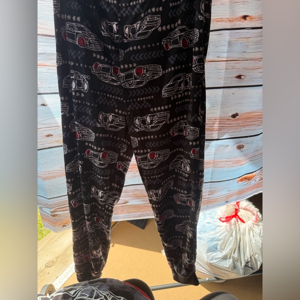 wonder nation Black Lounge‎ Pants with Red and White Car Print